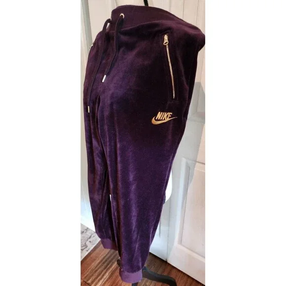 Rare NIKE Purple/Gold Zips VELOUR Athletic JOGGER Sweat Pants w/Red Tag Sz LG - Picture 4 of 7